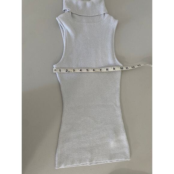 Bebe White Silver Metallic Sleeveless Turtleneck Shirt Tank Top M Y2K Futuristic - Picture 6 of 10